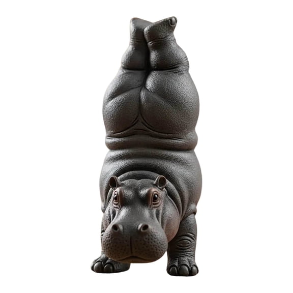 Leutsin Yoga Hippo Figurine - Meditation Hippopotamus Statue Multi-Purpose Creative Animal Yoga Ornament Wear Resist Serene Resin Hippo Figurine Zen Meditation Gifts Desk Accessories