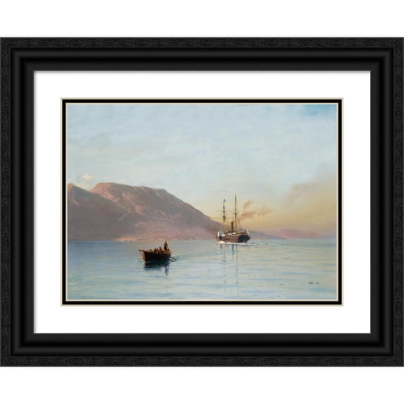 Lev Felixovich Lagorio 18x14 Black Ornate Wood Framed Double Matted Museum Art Print Titled - The Bay of Feodosia (1881)