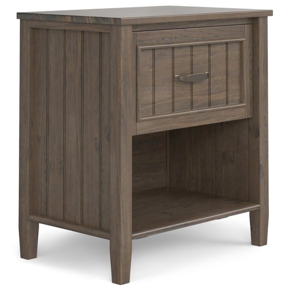 Lev SOLID WOOD 24" Wide Transitional Bedside Nightstand Table in Smoky Brown