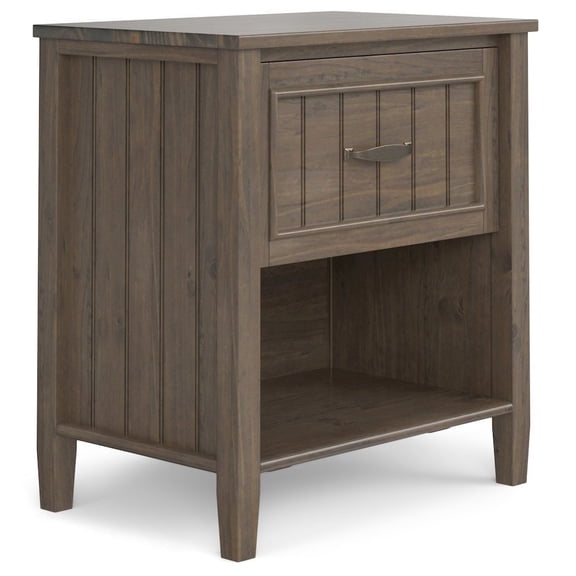 Lev SOLID WOOD 24" Wide Transitional Bedside Nightstand Table in Smoky Brown