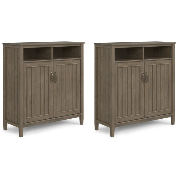 Lev Solid Wood 39 inch Storage Cabinet in Smoky Brown (Set of 2)