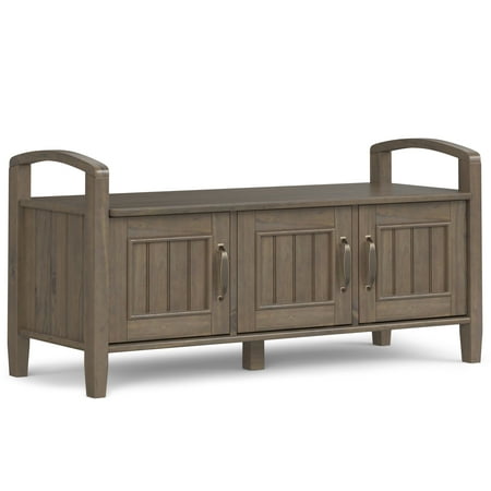 Simpli Home - Lev Entryway Storage Bench - Smoky Brown
