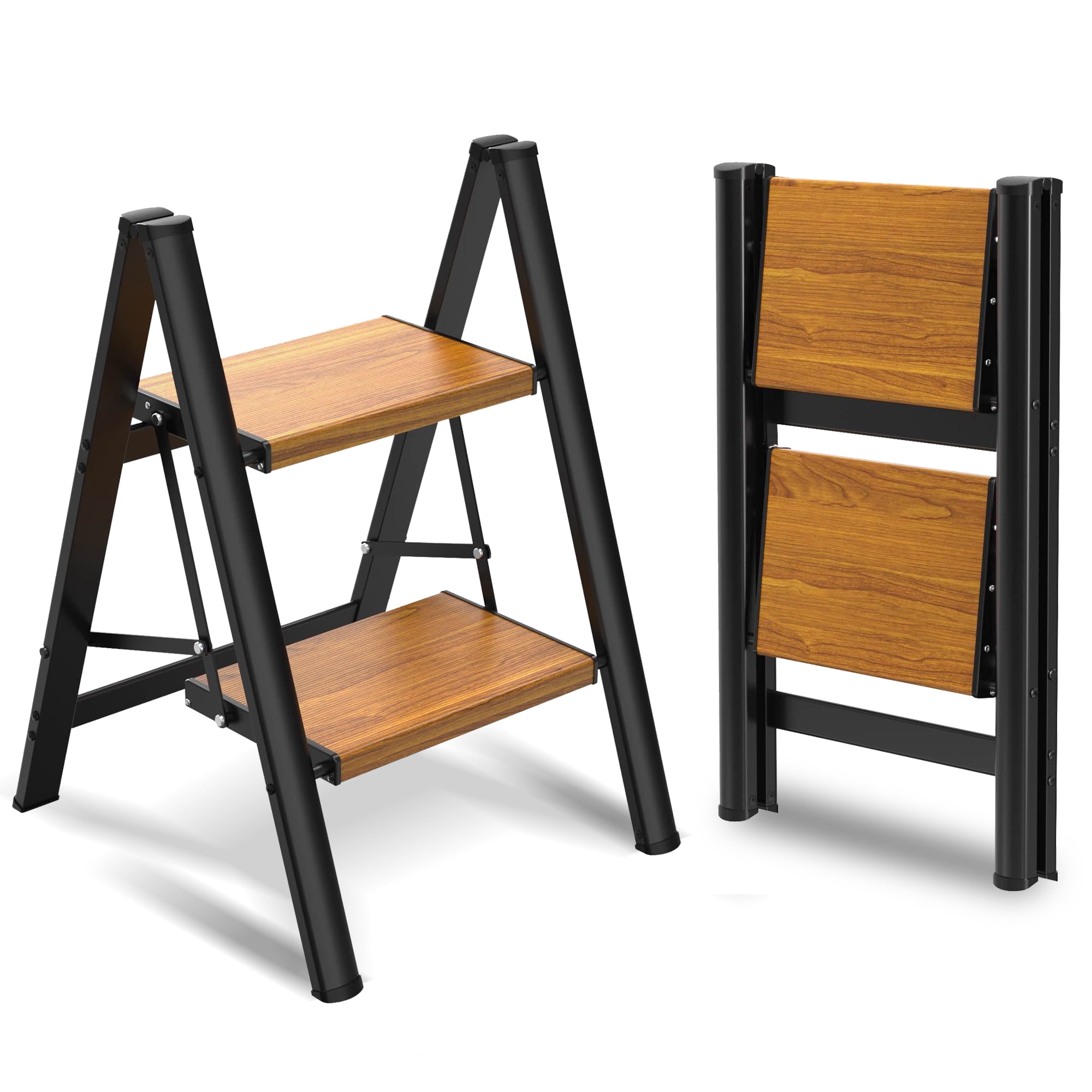 LevLad 2 Step Ladder,Lightweight Metal Folding Step Stool with Anti-Slip Wide Pedal,330lbs Capacity, for Kitchen, Office