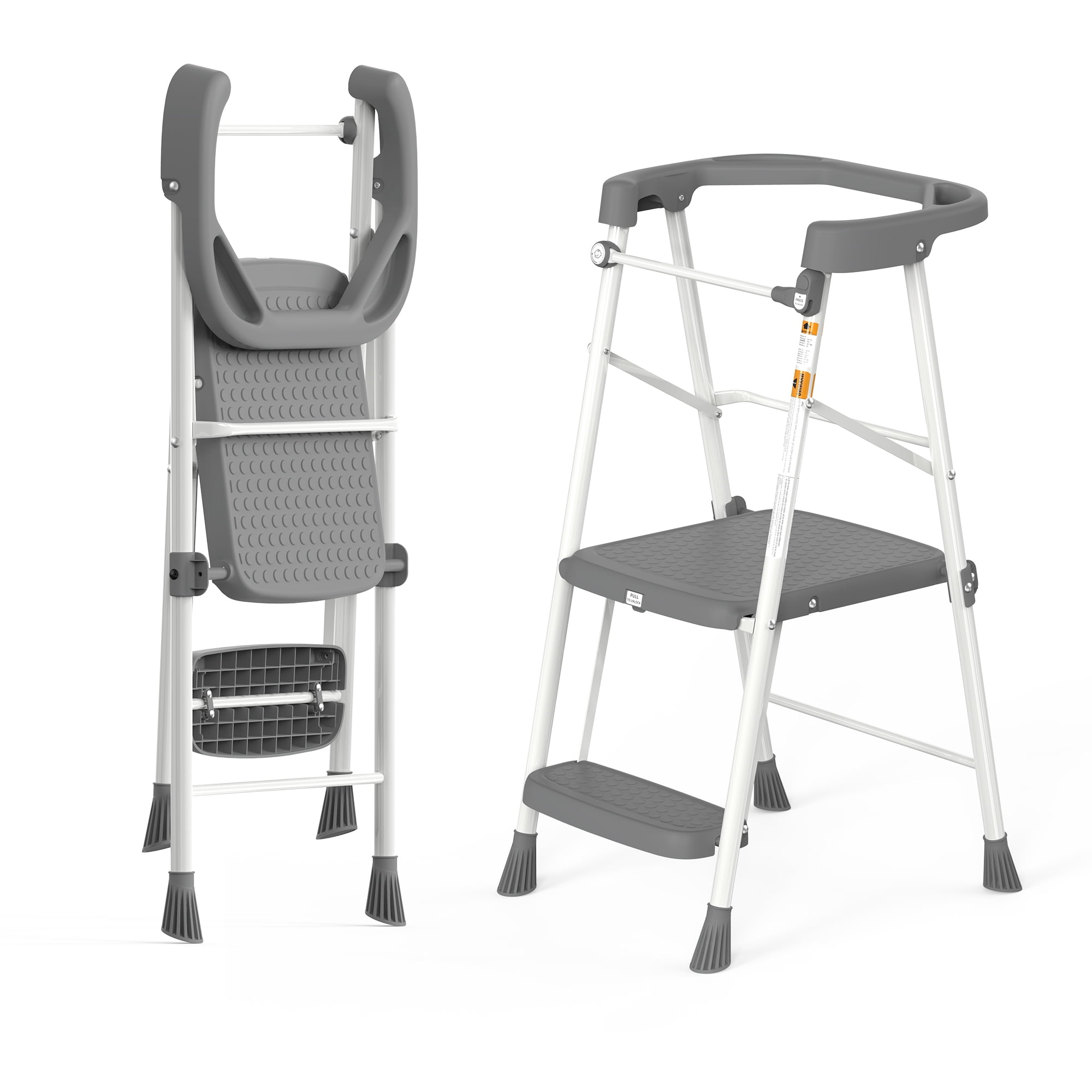 LevLad Toddler Kitchen Step Stool Helper for Kids, Foldable Learning Standing Tower for Kitchen Counter, Bathroom, Gray