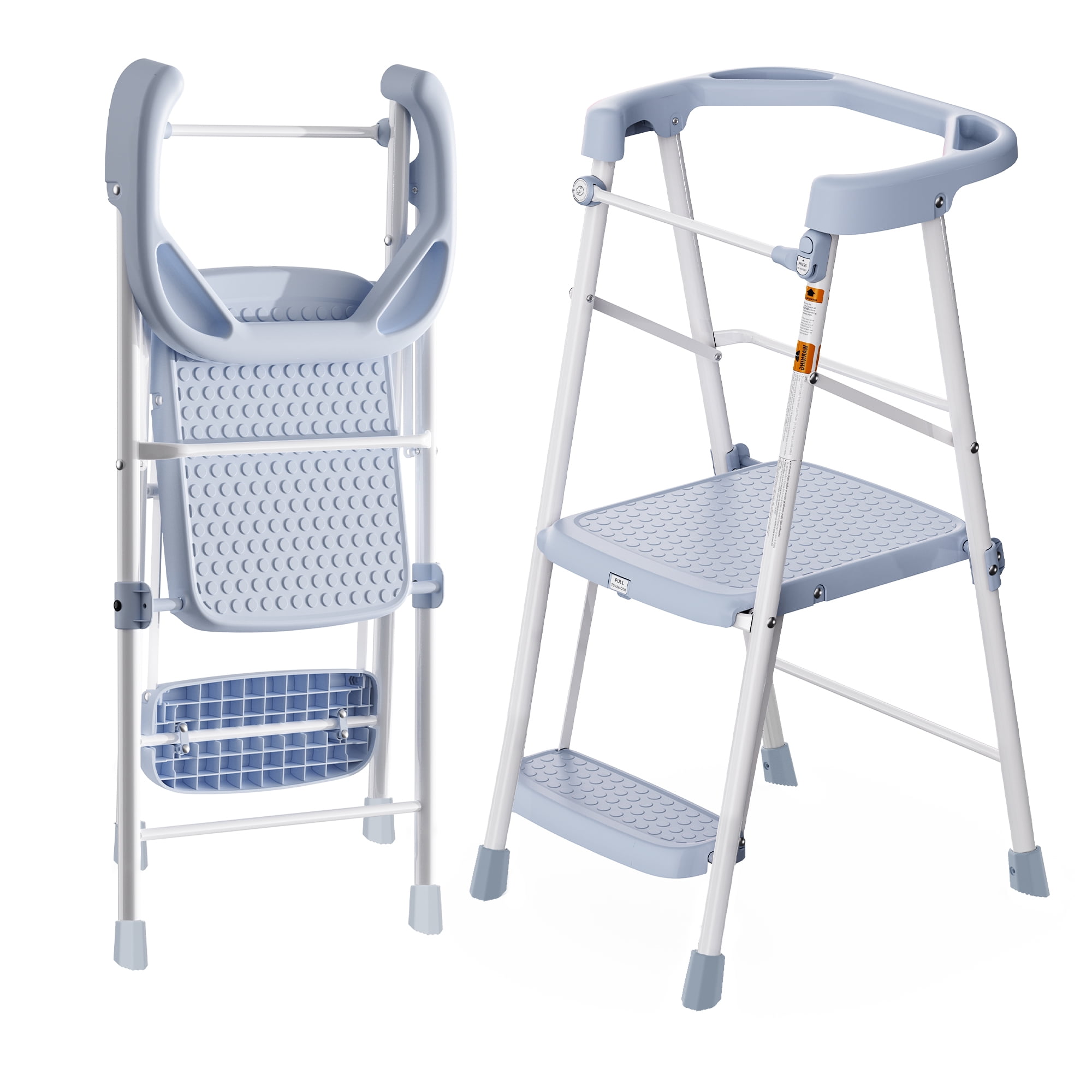 LevLad Toddler Kitchen Step Stool Helper for Kids, Foldable Learning Standing Tower for Kitchen Counter, Bathroom Sink, Blue
