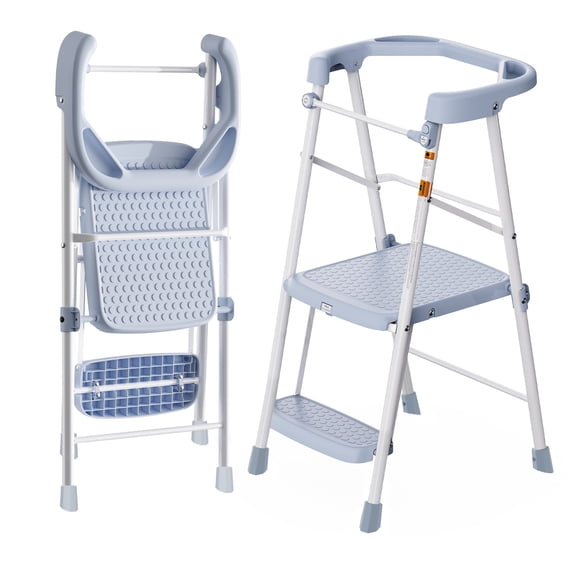 LevLad Toddler Kitchen Step Stool Helper for Kids, Foldable Learning Standing Tower for Kitchen Counter, Bathroom Sink, Blue