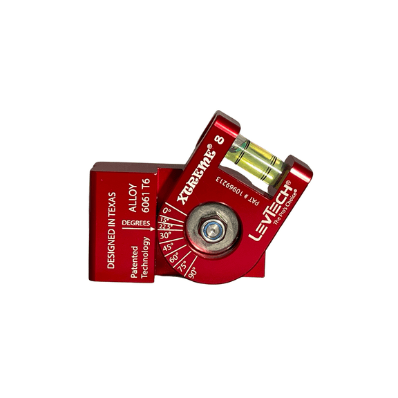 LevTech Xtreme 8 Magnetic Torpedo Level 8 Angle Marks (0, 15, 22.5, 30, 45, 60, 75, 90) | Rare Earth Magnets | Replaceable Vial | Heavy-Duty Aluminum Body