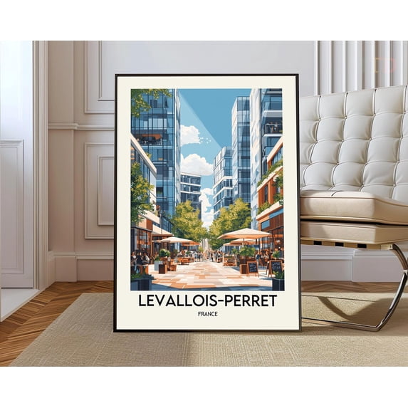 Levallois Perret France City Poster, Unframed Paper Poster 8x10in