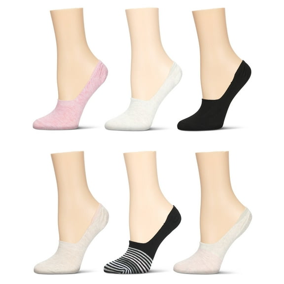 MeMoi Women's 6 Pair Pack Gradient Stripes High Cut Liners - Womens - Female, 9-11, Black