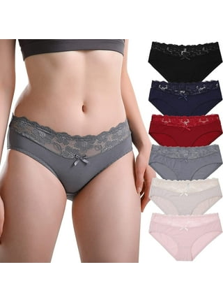 LEVAO Cotton Underwear Women Cheeky Panties Rhinestone Logo Low Rise String  Bikini Panties 6 Pack S-XL