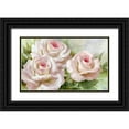 thumbnail image 1 of Levashov, Igor 14x10 Black Ornate Wood Framed with Double Matting Museum Art Print Titled - White and pink roses 1, 1 of 4