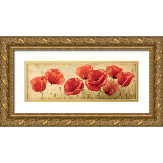 Levashov, Igor 24x11 Gold Ornate Wood Framed with Double Matting Museum Art Print Titled - Poppies Grace II