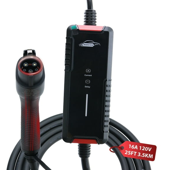 Level 1&2 Electric Vehicle Portable Charger 25FT 120V NEMA 6-20 & NEMA 5-15 Plug