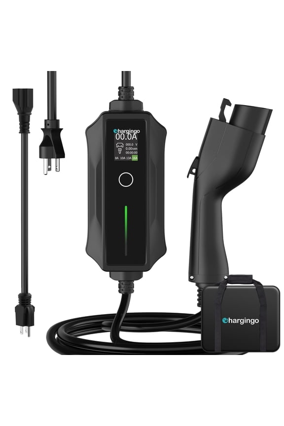 Level 1/2 Portable EV Charger for SAE J1772, 240V 16A NEMA 6-20, 120V 12A with Adapter, Adjustable 8-16A, 25ft Cable, ETL Certified
