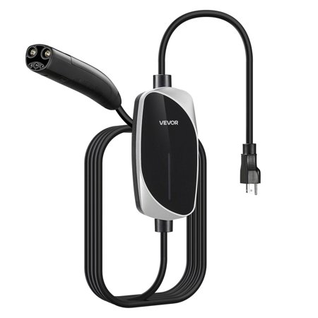 Level 1 & 2 Tesla Charger (16 Amp) Portable EV Charger, 25 ft Cable, 120V-240V, NEMA 6-20 Plug & 5-15 Adapter, LED Light, NACS Connector for Tesla Model 3/S/X/Y