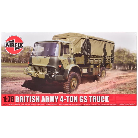 Level 1 Model Kit British Army 4-ton 4x4 GS Truck with 3 Scheme Options 1/76 Scale Plastic Model Kit by Airfix