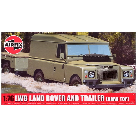 Level 1 Model Kit Land Rover LWB (Hard Top) Truck and Trailer with 2 Scheme Options 1/76 Scale Plastic Model Kit by Airfix