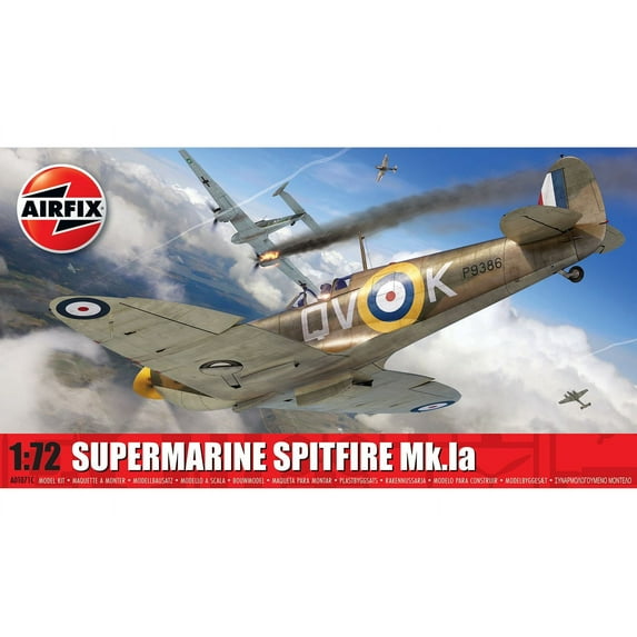 Level 1 Model Kit Supermarine Spitfire Mk.Ia Fighter Aircraft 1/72 Plastic Model Kit by Airfix