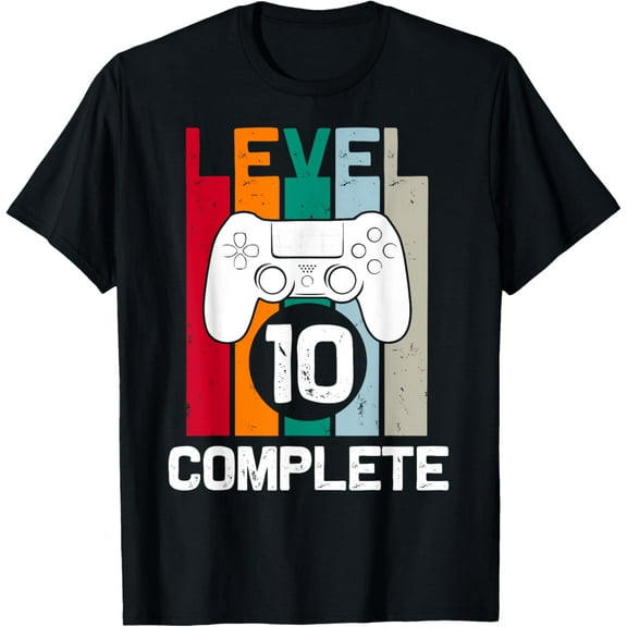 Level 10 Complete 10th Year Wedding Anniversary for Him T-ShirtMen and women, White Black T-shirt, size: Extra large S-4XL