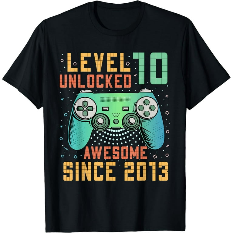 Level 10 Unlocked Boys 10th Birthday 10 Year Old Gamer Gift T-Shirt Level 10 Unlocked Boys 10th Birthday 10 Year Old Gamer Gift T-Shirt