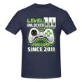 thumbnail image 1 of Level 10 Unlocked Awesome 2011 Men'S Basic Short Sleeve T-Shirt Navy Blue Large, 1 of 5