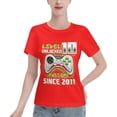 thumbnail image 1 of Level 10 Unlocked Awesome 2011 Women'S Basic Short Sleeve T-Shirt Red Medium, 1 of 5