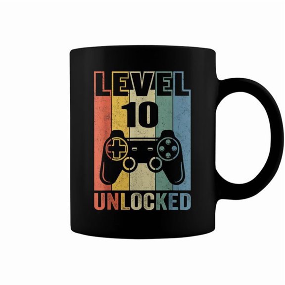 Level 10 Unlocked Funny Video Gamer 10Th Birthday Gift V2 Coffee Mugs