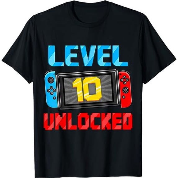 Level 10 Unlocked Gamer 10th Birthday Gift Video Game Boys T-Shirt