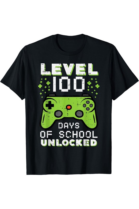 Level 100 Days Of School Unlocked 100Th Day Gamer Boys Kids T-Shirt, Unisex T-Shirt