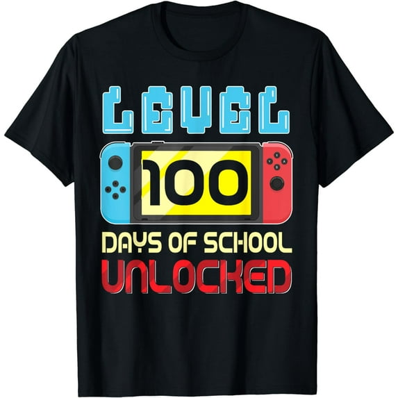 Level 100 Days Of School Unlocked Gamer Video Games Boys T-Shirt