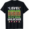 thumbnail image 1 of Level 100 Days Of School Unlocked Gaming Pixel Humor Graphic Unisex T-Shirt, up to Size 5XL, 1 of 2