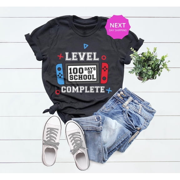 Level 100 Days Of School Complete Shirt, Back To School, Boys School Shirt, Gamer Student Shirt, 1St 2Nd 3Rd Grade Tee, First Day Of School TSHIRT All Size S-5XL