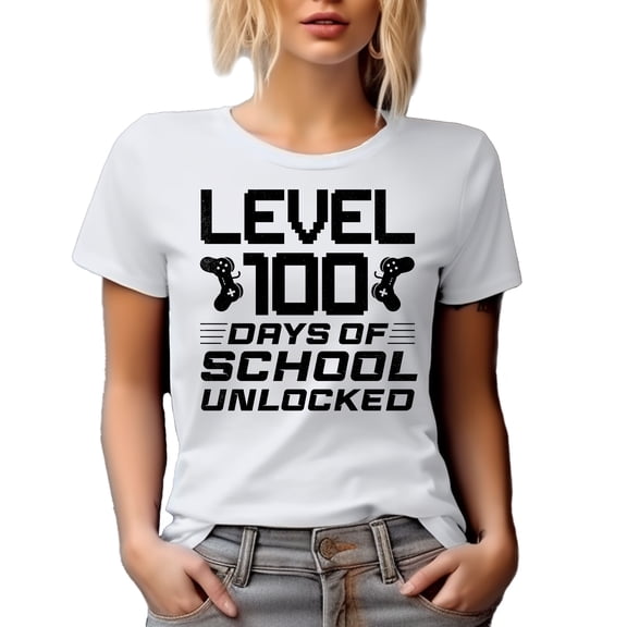 Level 100 Days of School Completed, Video Gamer Graduation Themed, White T-Shirt, XL