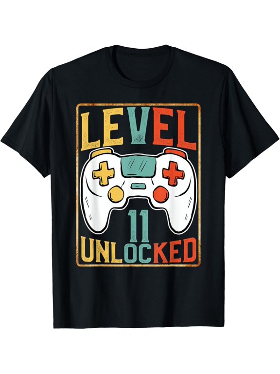 Level 11 Unlocked 11th Birthday Video Games Lover Gamer T-Shirt