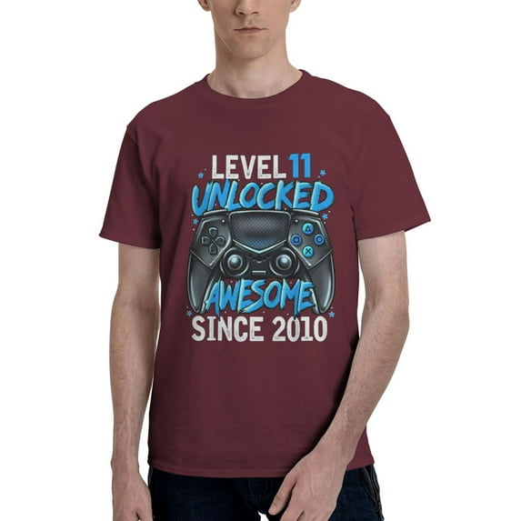 Level 11 Unlocked Awesome Since 2010 Men'S Basic Short Sleeve T-Shirt Burgundy X-Large