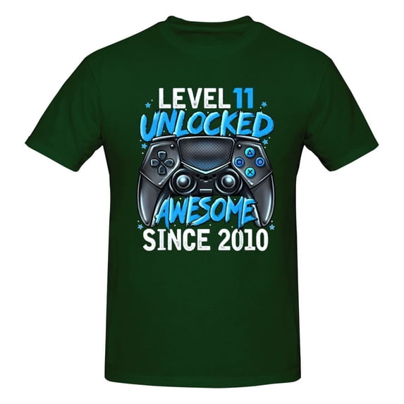 Level 11 Unlocked Awesome Since 2010 Men'S Basic Short Sleeve T-Shirt Dark Green Large