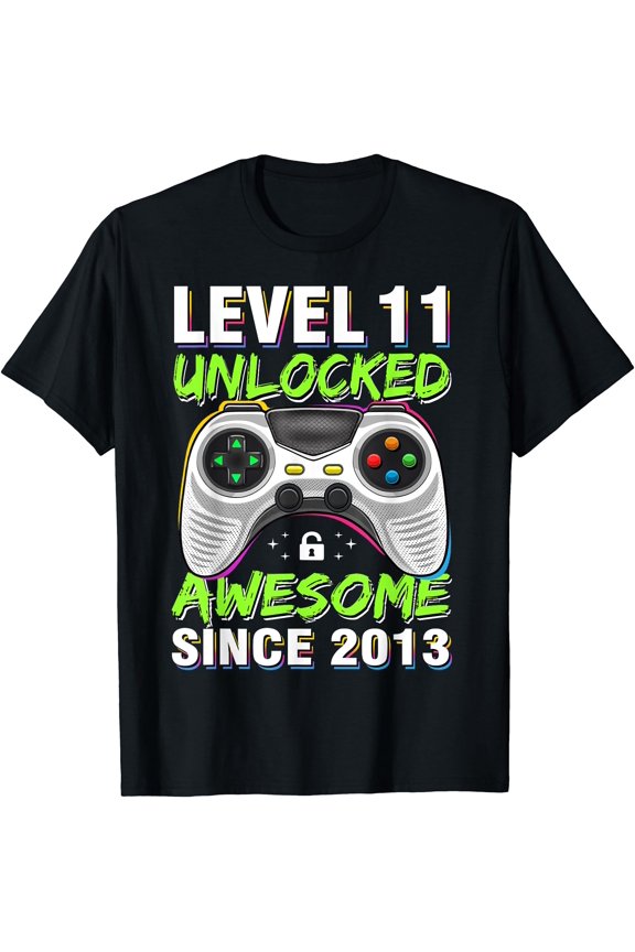 Level 11 Unlocked Awesome Since 2013 11Th Birthday Gaming Bo T-Shirt, Unisex T-Shirt