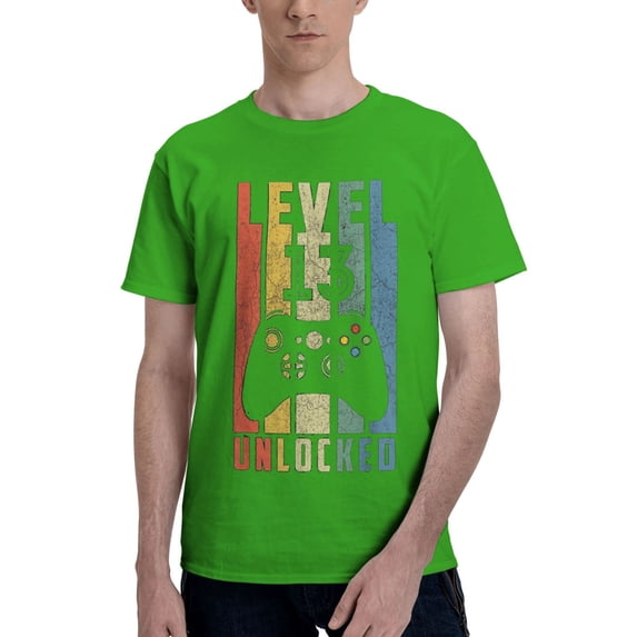 Level 13 Unlocked Men'S Basic Short Sleeve T-Shirt Green 6x-Large