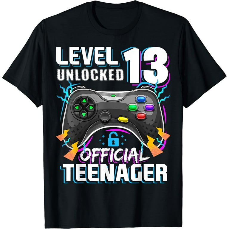 13th Birthday T Shirt - Level 13 Unlocked, Official Teenager