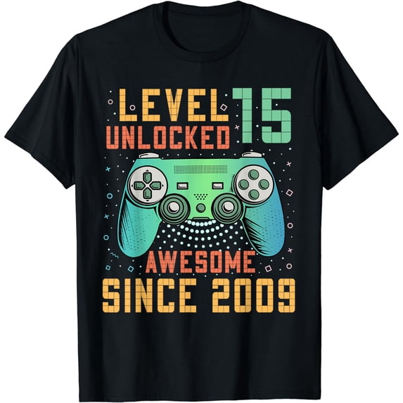 Level 15 Unlocked 15th Birthday 15 Year Old Gifts Gamer Bday T-Shirt