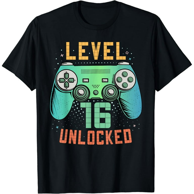 Level 16 Unlocked - 16 Year Old Gamer Funny Birthday T-Shirt Level 16 Unlocked - 16 Year Old Gamer Funny Birthday T-Shirt