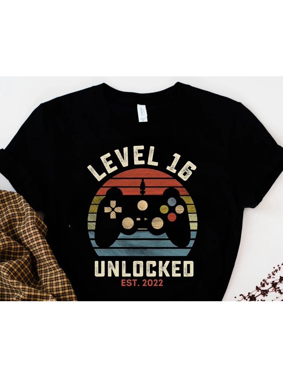 Level 16 Unlocked Gamer TShirt Sixteenth Birthday Gift