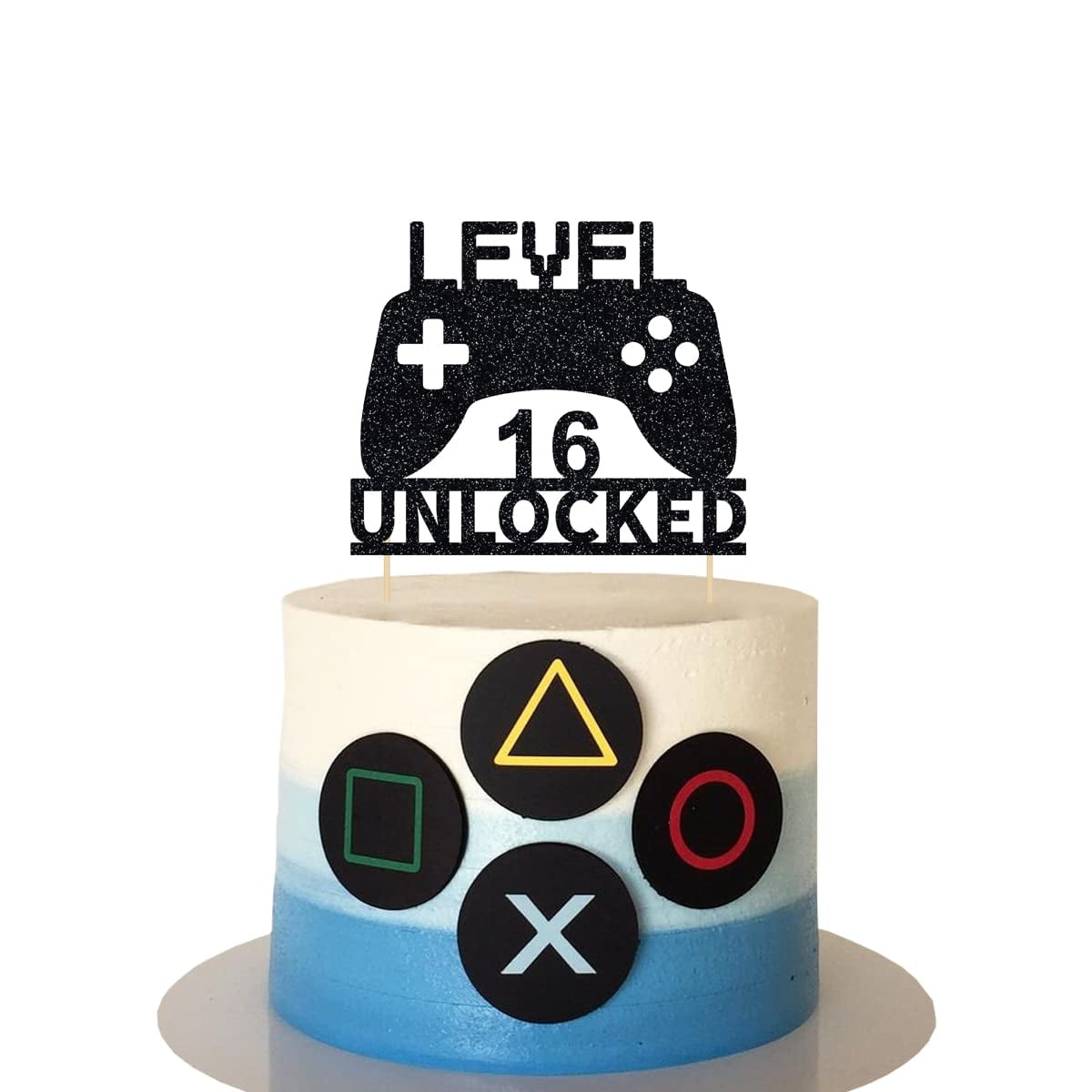 Level 16 Unlocked Cake Topper – Video Game Theme Birthday Decor For 16th Bday Parties