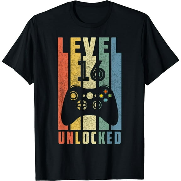 Level 16 Unlocked Tshirt 16th Video Gamer Birthday Boy Gifts T-Shirt