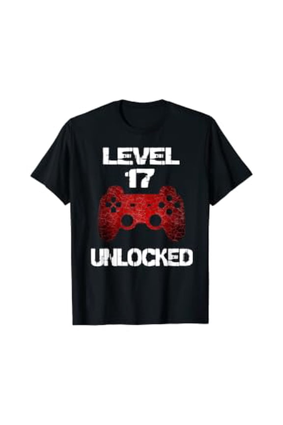 Level 17 Unlocked Boys 17Th Birthday 17 Year Old Gamer Gift T-Shirt, Unisex T-Shirt