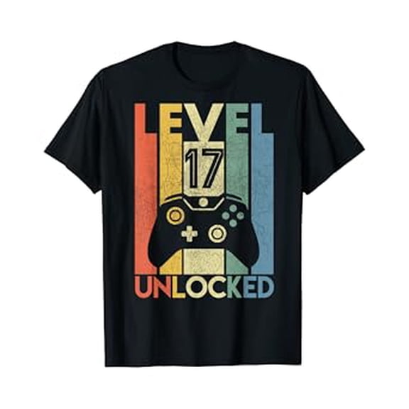 Level 17 Unlocked Shirt Funny Video Gamer 17th Birthday Gift T-Shirt