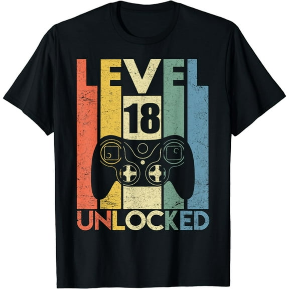 Level 18 Unlocked Tshirt 18th Video Gamer Birthday Boy Gifts T-Shirt