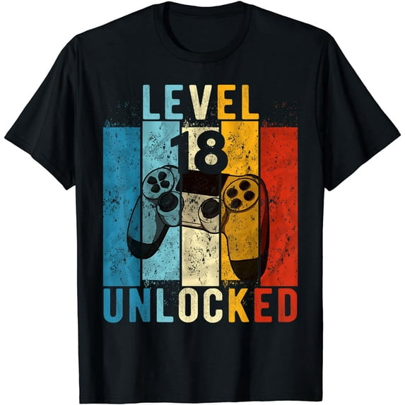 Level 18 Unlocked Video Gamer 18 Year Old 18th Birthday Gift T-Shirt