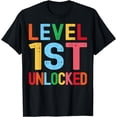 thumbnail image 1 of Level 1st Unlocked 1th Birthday 1 Year Old Boys Girls T-Shirt, 1 of 4