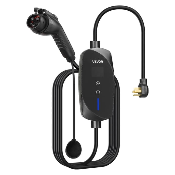 Level 2 EV Charger, 32A 240V, 25-Foot Heavy Duty Cable, NEMA 14-50 Plug, LCD Interface with Adjustable Current Control, Universal Plug-in Home Charger for J1772 Electric Cars